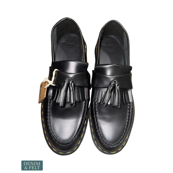 NEW Dr. Martens Adrian Bex Smooth Leather Tassel Loafers Black Platform M8 W9 main image 8